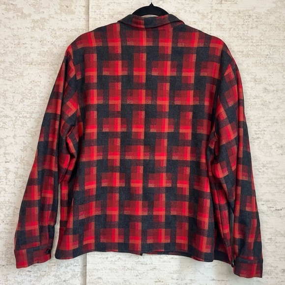 Coldwater Creek Button Up 100% Wool Shacket S XL P Shirt Jacket Buffalo Plaid - Picture 8 of 13
